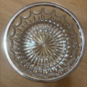 Vintage Glass Serving Bowl with Silver Plated Rim pillow princess gift